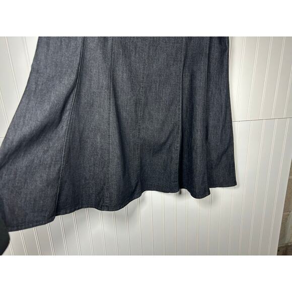 Larry Levine Womens flare Stretch Denim maxi, black Skirt Sz 16 buttons pocket - Picture 8 of 10